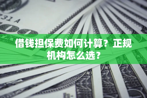 济南借钱担保费如何计算？正规机构怎么选？